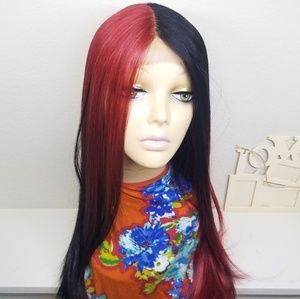 Red and Black Lace Front Wig Ling 26 inches